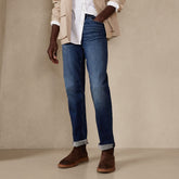 BR Slim fit stretchable dark blue light fade jeans for men